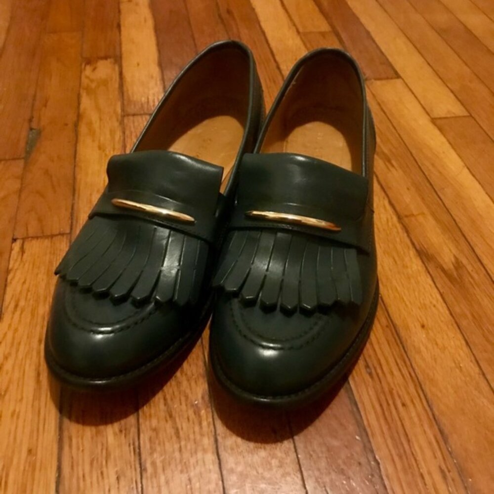 M. Gemi Leather Italian leather Loafers in Dark Green 39.5 9N 8.5W